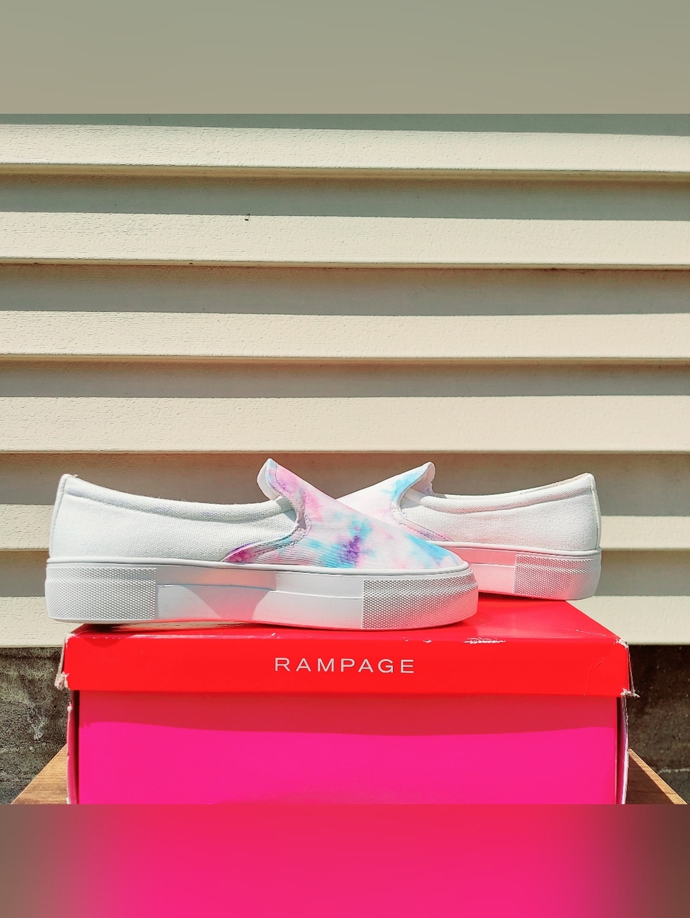 Rampage Korie Pastel Tie Die Platform Slip-On Sneakers Women's Size 6 Y2K Preppy - Picture 4 of 12